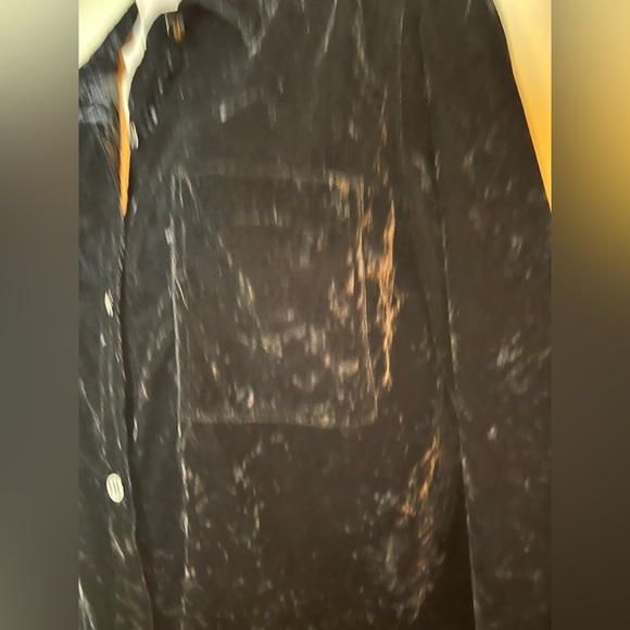 Splendid Long Sleeve Black Crushed Velvet Button-Down Blouse - Picture 7 of 15